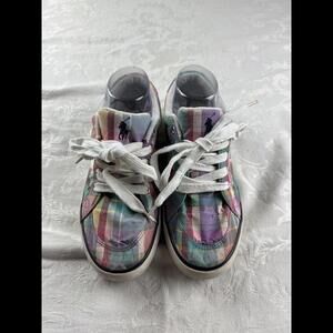 Polo Ralph Lauren Shoes Women’s 6 Plaid Sneakers Tie Boat Shoes Summer Low Top